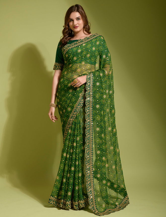 D 2020 Embroidery lace Printed Sarees Catalog